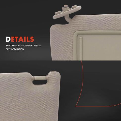 A-Premium Driver Left Side Sun Visor Compatible with Toyota Camry 2012 2013 2014 - Without Vanity Light, with Vanity Mirror, Without Sunroof, with Sliding Sun Visor Extension, Beige Color in Saudi Arabia