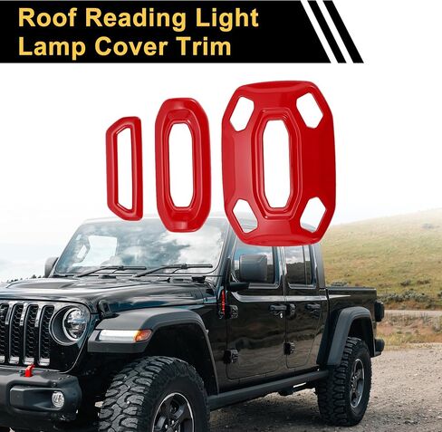 1 Set Roof Reading Light Lamp Cover Trim for Jeep Wrangler JL JLU 18-24 for Jeep Gladiator JT 2 Door 4 Door Dome Light Reading Light Lamp Panel Cover Trim ABS Red in Saudi Arabia