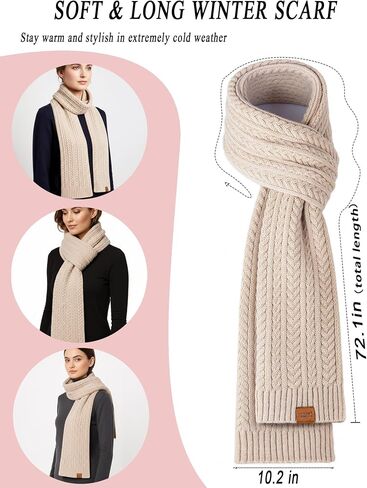 Winter Hat Scarf Gloves Set for Women Warm Cute Fleece Lined Beanie Pom Pom Long Scarf Touchscreen Gloves Cold Weather Gift in Saudi Arabia