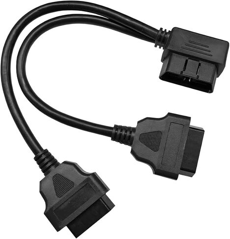 موزع Obd2 ذو الزاوية اليمنى، كابل تمديد 16 دبوس 1 ذكر إلى 2 أنثى obd2، كابل Y 30 سم/12 بوصة، محول سلك موسع obdii، ملحقات السيارة العالمية لجميع مركبات obd2 (أسود) in Saudi Arabia