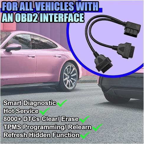 موزع Obd2 ذو الزاوية اليمنى، كابل تمديد 16 دبوس 1 ذكر إلى 2 أنثى obd2، كابل Y 30 سم/12 بوصة، محول سلك موسع obdii، ملحقات السيارة العالمية لجميع مركبات obd2 (أسود) in Saudi Arabia