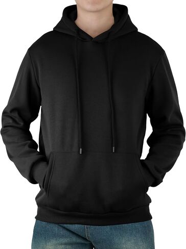 Mens Hooded Sweatshirt Casual Long Sleeve Fleece Hoodies Drawstring Workout Pullover with Kanga Pocket in Saudi Arabia