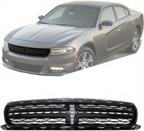 Suitable for Black Upper Front Grille for 2015-2023 Dodge Charger SXT SE GT R/T - Compatible with 2015-2018 Models in Saudi Arabia