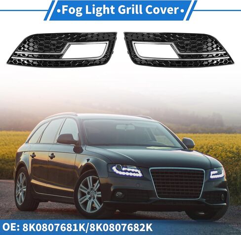 1 Pair Fog Light Grill for Audi A4L B9 S4 RS4 2013-2016 Durable ABS Black Front Left Right Front Lower Bumper Fog Light Cover Inserts in Saudi Arabia