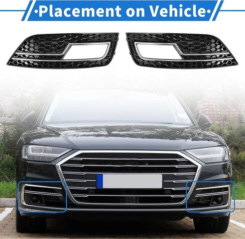 1 Pair Fog Light Grill for Audi A4L B9 S4 RS4 2013-2016 Durable ABS Black Front Left Right Front Lower Bumper Fog Light Cover Inserts in Saudi Arabia
