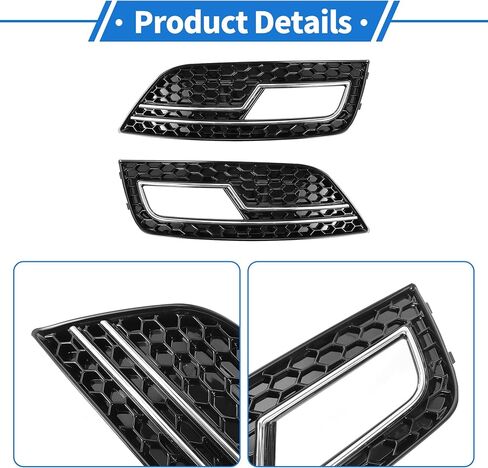 1 Pair Fog Light Grill for Audi A4L B9 S4 RS4 2013-2016 Durable ABS Black Front Left Right Front Lower Bumper Fog Light Cover Inserts in Saudi Arabia
