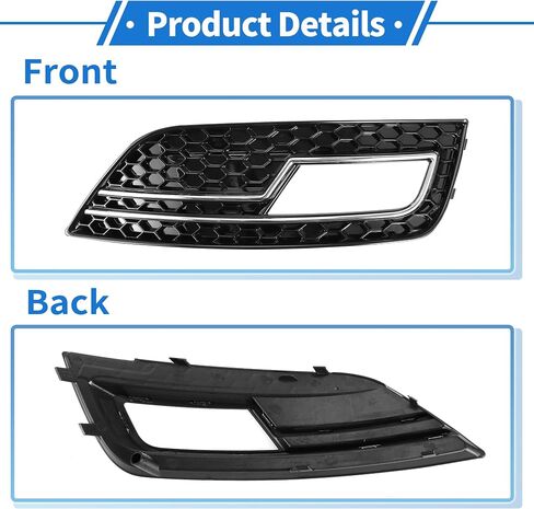 1 Pair Fog Light Grill for Audi A4L B9 S4 RS4 2013-2016 Durable ABS Black Front Left Right Front Lower Bumper Fog Light Cover Inserts in Saudi Arabia
