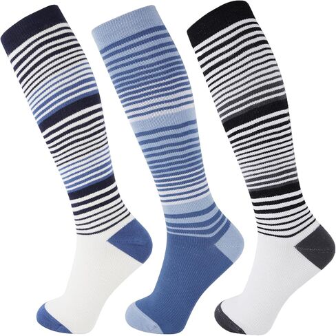 +MD Compression Socks for Women Men, Bamboo Viscose,3 Pairs 8-15mmHg Knee High Support Socks for Pregnant Nurses Travel in Kuwait