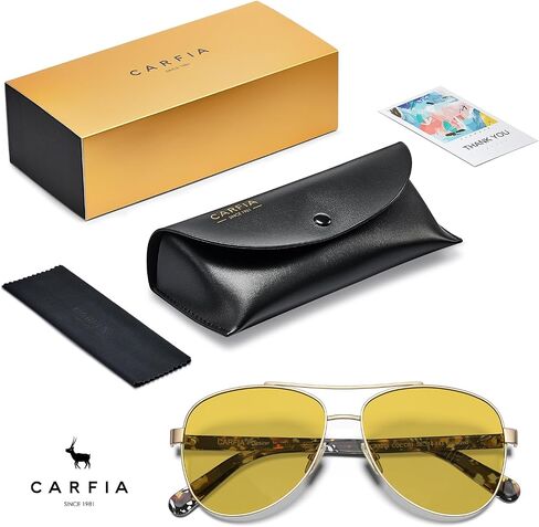 CARFIA Pilot Night Driving Glasses for Women Men, Trendy Night Vision Goggles Reduce Glare, Enhance Clarity for Safety CA3216 in Saudi Arabia