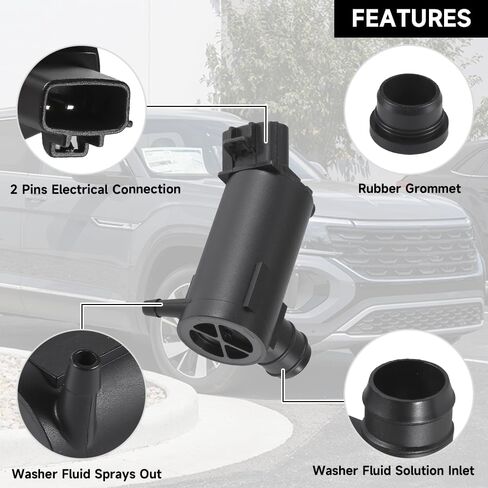 مضخة محرك غسيل الزجاج الأمامي لسيارة Toyota RAV4 2000-2005 / Camry 1992-2006 / Corolla 2003-2008 / 4Runner 1992-2002 | الرش بالضغط العالي | مضخة غسيل الزجاج الأمامي | استبدال الجزء 85330-02020 in Saudi Arabia