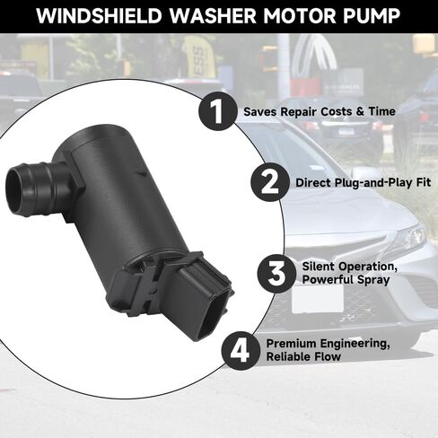 مضخة محرك غسيل الزجاج الأمامي لسيارة Toyota RAV4 2000-2005 / Camry 1992-2006 / Corolla 2003-2008 / 4Runner 1992-2002 | الرش بالضغط العالي | مضخة غسيل الزجاج الأمامي | استبدال الجزء 85330-02020 in Saudi Arabia
