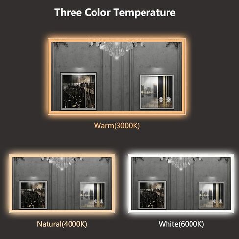 مرآة حمام LED مقاس 40 × 24، إضاءة خلفية مزدوجة وأمامية مضادة للضباب، مرآة LED قابلة للتعتيم للحمام، مرآة حمام مع أضواء مرآة زينة مثبتة على الحائط in Saudi Arabia