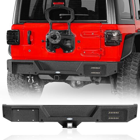 Hooke Road Guardian JL Rear Bumper for 2018-2025 Jeep Wrangler JL & Unlimited 2/4 Doors, Offroad Rock Crawler Back Bumper w/Hitch Receiver & D-ring in Saudi Arabia