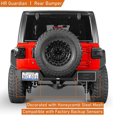 Hooke Road Guardian JL Rear Bumper for 2018-2025 Jeep Wrangler JL & Unlimited 2/4 Doors, Offroad Rock Crawler Back Bumper w/Hitch Receiver & D-ring in Saudi Arabia