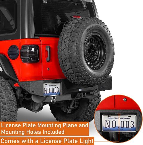Hooke Road Guardian JL Rear Bumper for 2018-2025 Jeep Wrangler JL & Unlimited 2/4 Doors, Offroad Rock Crawler Back Bumper w/Hitch Receiver & D-ring in Saudi Arabia