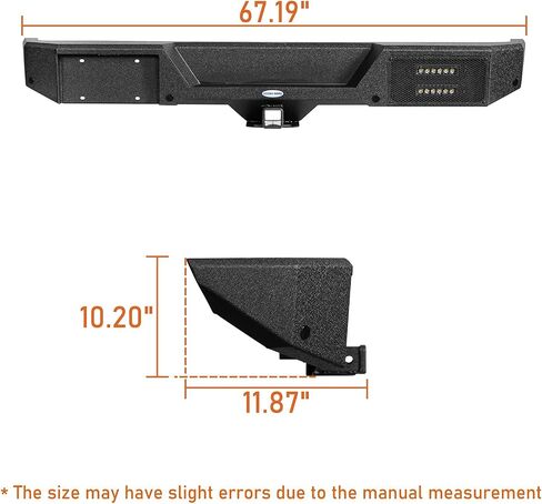 Hooke Road Guardian JL Rear Bumper for 2018-2025 Jeep Wrangler JL & Unlimited 2/4 Doors, Offroad Rock Crawler Back Bumper w/Hitch Receiver & D-ring in Saudi Arabia