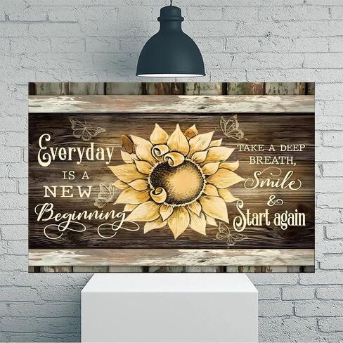 Sunflower Butterfly Wooden Vintage Rustic Canvas Wall Art - 12x18in Unframed Poster- Home & Office Decor for Living Room, Bedroom, Kitchen & Cafe in Saudi Arabia