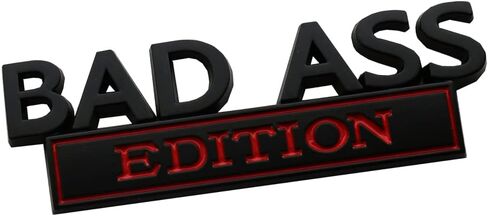 2 Pack Bad Ass Edition Emblems 3D Metal Badass Badge Front Hood Sticker Decal Replacement for Cars, Trucks, Motorcycles, Boats & Laptops (Black/Red) in Saudi Arabia