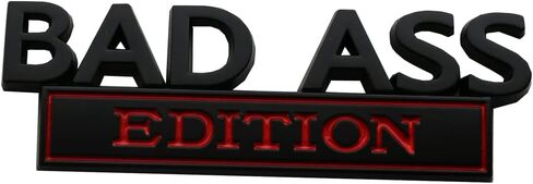 2 Pack Bad Ass Edition Emblems 3D Metal Badass Badge Front Hood Sticker Decal Replacement for Cars, Trucks, Motorcycles, Boats & Laptops (Black/Red) in Saudi Arabia