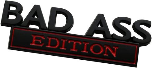 2 Pack Bad Ass Edition Emblems 3D Metal Badass Badge Front Hood Sticker Decal Replacement for Cars, Trucks, Motorcycles, Boats & Laptops (Black/Red) in Saudi Arabia