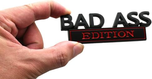 2 Pack Bad Ass Edition Emblems 3D Metal Badass Badge Front Hood Sticker Decal Replacement for Cars, Trucks, Motorcycles, Boats & Laptops (Black/Red) in Saudi Arabia