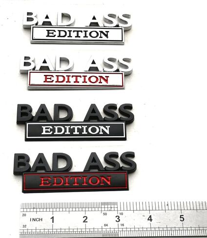 2 Pack Bad Ass Edition Emblems 3D Metal Badass Badge Front Hood Sticker Decal Replacement for Cars, Trucks, Motorcycles, Boats & Laptops (Black/Red) in Saudi Arabia