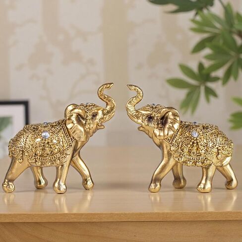 Decorative Golden Pair of Elephants Elephant Statues, Home Decoration Statues in Saudi Arabia