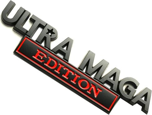 قطعتان من شارات السيارة المرتفعة ثلاثية الأبعاد بطبعة Ultra MAGA، شارات سيارة كلاسيكية ذات طابع شخصي مع لاصق قوي، ملصقات منقوشة لتزيين الجسم الخارجي للسيارات شاحنة سيارة SUV RV (كروم أسود) in Kuwait