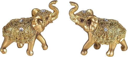 Decorative Golden Pair of Elephants Elephant Statues, Home Decoration Statues in Saudi Arabia