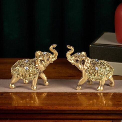 Decorative Golden Pair of Elephants Elephant Statues, Home Decoration Statues in Saudi Arabia