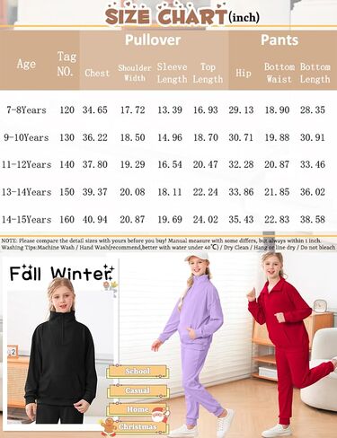 LecGee الفتيات ربع الرمز البريدي Sweatsuit الاطفال السراويل مجموعات الياقة المدورة الصوف مجموعة الملابس الخريف 2 قطعة وتتسابق للفتيات في سن المراهقة in Kuwait