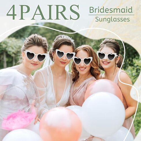 4/6/8/10/12 Pack Bachelorette Sunglasses Heart Sunglasses Vintage Heart Shaped Glasses for Women Bridal Party Wedding in Saudi Arabia