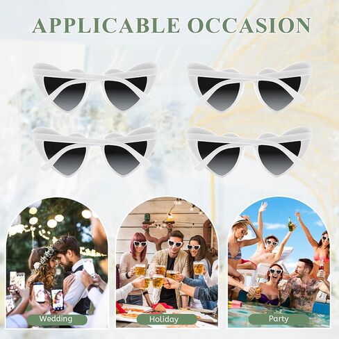 4/6/8/10/12 Pack Bachelorette Sunglasses Heart Sunglasses Vintage Heart Shaped Glasses for Women Bridal Party Wedding in Saudi Arabia