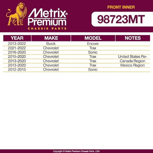 Metrix Premium Chassis Parts - 2 PC Front Inner Tie Rod End Kit Fits 13-22 Buick Encore, 13-22 Chevrolet Trax, 16-20 Sonic, 2012-2015 Chevrolet Sonic, Replacement EV800936, Made in Europe in Saudi Arabia