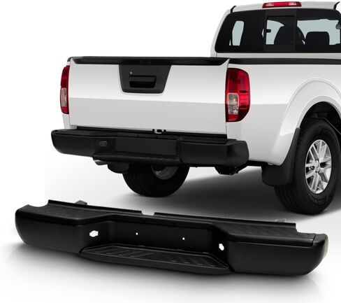 ACANII - For 2005-2019 Nissan Frontier أسود من الفولاذ مع فتحات مستشعر المصد الخلفي شريط الوجه/استبدال مجموعة وسادة الخطوة in Saudi Arabia