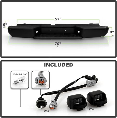 ACANII - For 2005-2019 Nissan Frontier أسود من الفولاذ مع فتحات مستشعر المصد الخلفي شريط الوجه/استبدال مجموعة وسادة الخطوة in Saudi Arabia