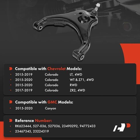 A-Premium Front Right Lower Control Arm, with Ball Joint & Bushing, Compatible with Chevrolet Colorado 2015-2020 & GMC Canyon 2015-2020 in Saudi Arabia
