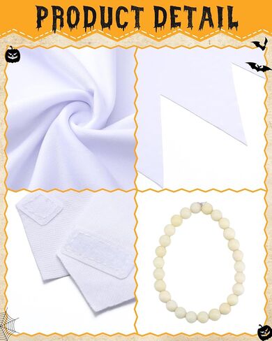 Mepase Plus Size 5 Pack Cave Woman White Costume Set for Women, Prehistoric Retro Cosplay Outfit with Pebble Necklace, Classic Cartoon Style Halloween Party Dress, Vintage Animated Character Look in Saudi Arabia