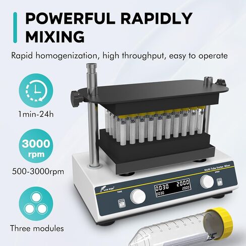 LAB FISH Digital Professional lab Vortex Shaker Mixer Continuous & Touch Modes 0-3000RPM Timer Function W/Multifunctional Modules for Laboratory Tube Flask(Timable) in Kuwait