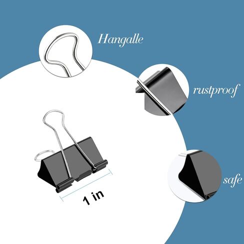 Ufmarine Large Binder Clips, 1.6 Inch Length, (24 Pcs) Big Binder Clips Paper Clamps for Office in Saudi Arabia