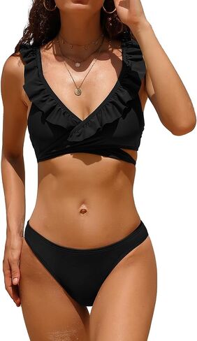 Women Ruffle Bikini Set Low Waist Two Piece Swimsuits Girl Bathing Suit in Saudi Arabia