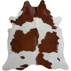 سجادة منطقة جلد البقر باللونين البني والأبيض من Urban BUCK، سجادة من جلد البقر الطبيعي عالي الجودة لديكور غرفة النوم، 5 أقدام × 7 أقدام (60 بوصة × 84 بوصة، 152.4 سم × 213.36 سم) in Kuwait