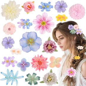 20 Pack Flower Hair Clip Rose Hair Clips Barrettes for Women Flower Accessories Boho Bride Claw Clip Hairpin Brooch Pin Headpiece for Girls Wedding (Champagne) in Kuwait