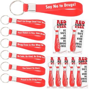 Tondiamo Red Ribbon Week Supplies Bulk Drug Free Awareness Keychain Anti-drug Cards for Dare Campaigns Charity Events in Kuwait
