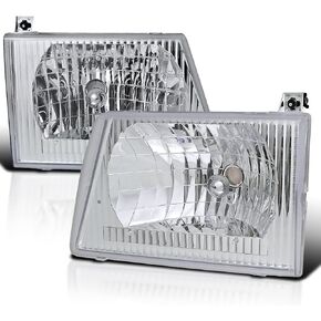 SPEC-D TUNING Euro Chrome Housing Clear Lens Headlights Lamps Compatible with 1992-2006 Ford Econoline Van E150 E250 E350 E450 L+R Pair Head Light Lamp Assembly in Kuwait
