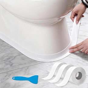 2 Pack Caulk Tape,Bathroom Corner Caulking Tape,Self-Adhesive Sealing Tape Used for Kitchen Sink,Toilet, Bathroom Bathtub, Tub Floor Wall Edge Protector Strip(1.5 inch*10.5 feet;White,2pcs in Kuwait