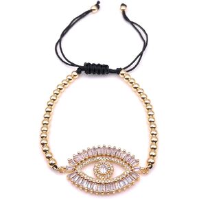 LESLIE BOULES Evil Eye Gold Plated Rhinestone Bracelet for Women Fashion Jewelry in Kuwait
