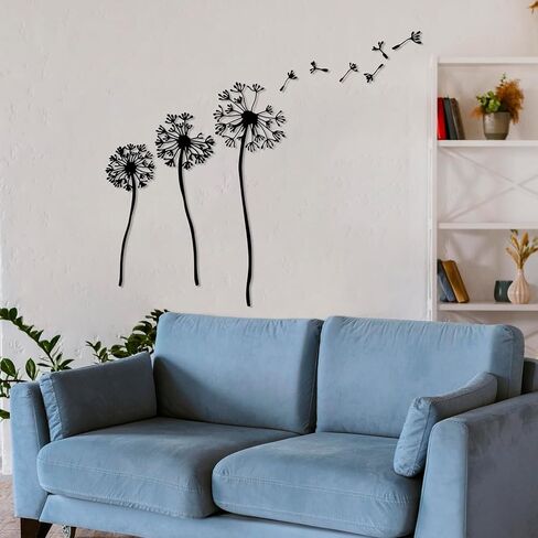 فن جدار الهندباء المعدنية، ديكور جدار زهرة حديث لغرفة المعيشة وغرفة النوم، تصميم Pusteblume مستوحى من الطبيعة، ديكور منزلي فريد وهدية الانتقال لمنزل جديد (متوسط) in Kuwait