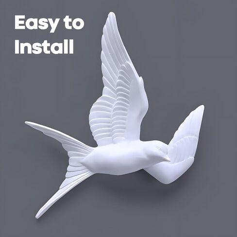 3 Pcs Swallows Bird Wall Sculpture, 3D White Birds Sparrows Swallows Decor, Outdoor/Indoor Peace Peace Dove Bird Figurines for Home, Garden and Patio (White) in Saudi Arabia