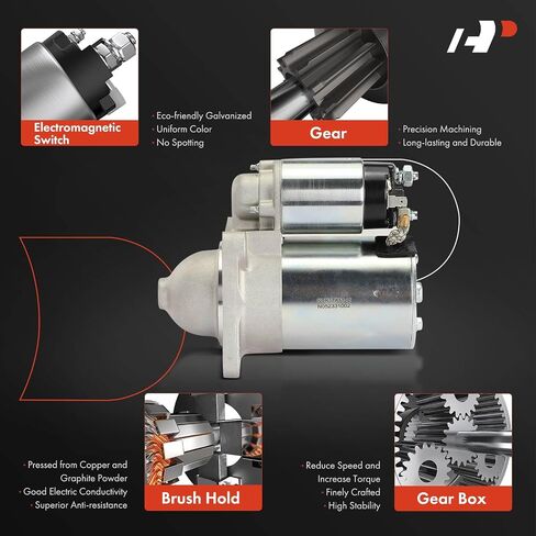 A-Premium Starter Motor Compatible with Kia Rio 2001 2002 2003 2004 2005, 12V 0.9KW 8-Teeth Clockwise, Replace# K30A18400, OK30A18400 in Saudi Arabia